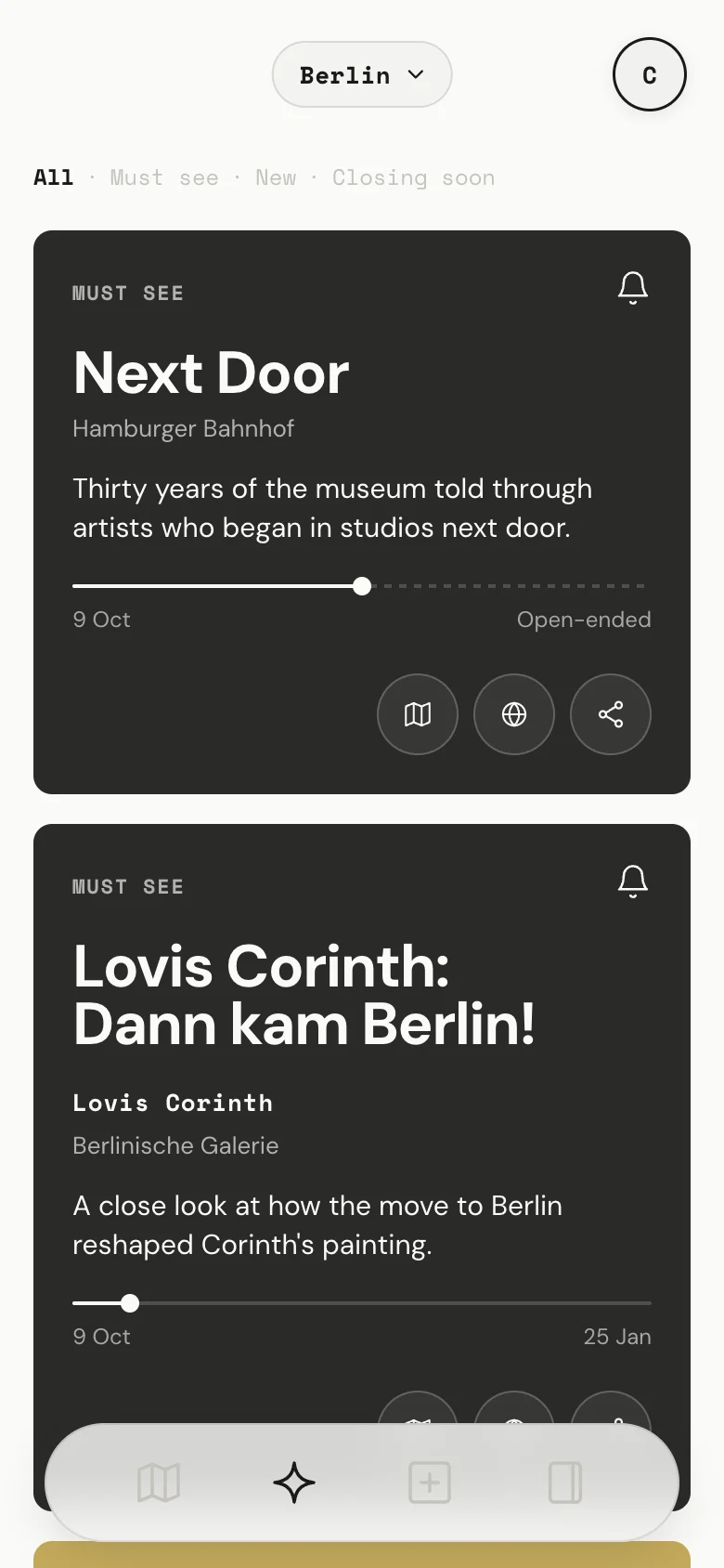 Scena discover — shows on now in your city